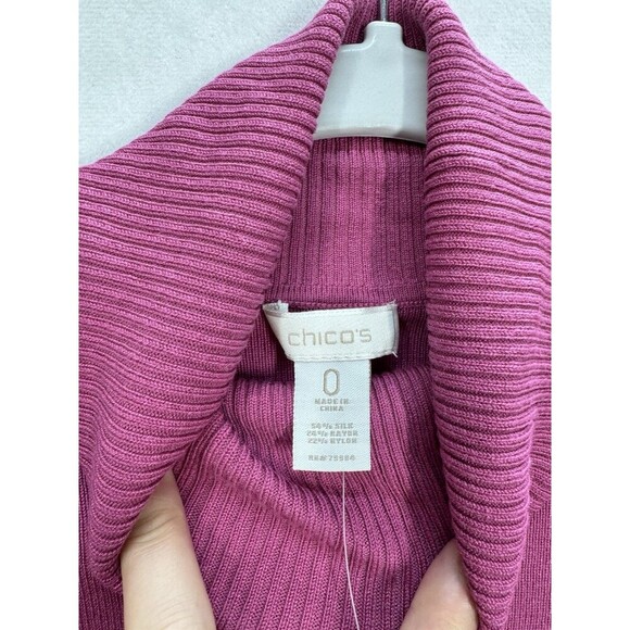 Chicos Emerson Silk Blend Turtleneck Sweater Top Womens 0 (Small/4) Pink NEW - Picture 4 of 8
